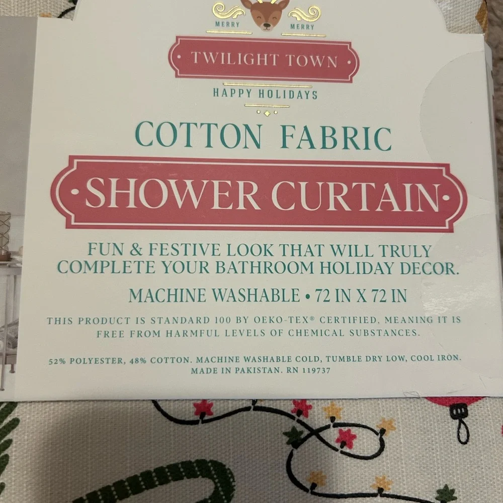 Festive Holiday Shower Curtain - Red, Green, White New with Tags